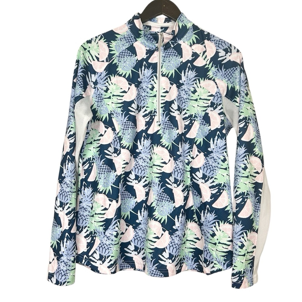 Pebble Beach tropical floral 1/4 zip